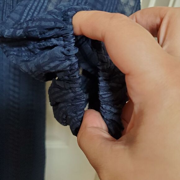 NSR fdress size small navy blue faux wrap textured evening - Picture 3 of 9